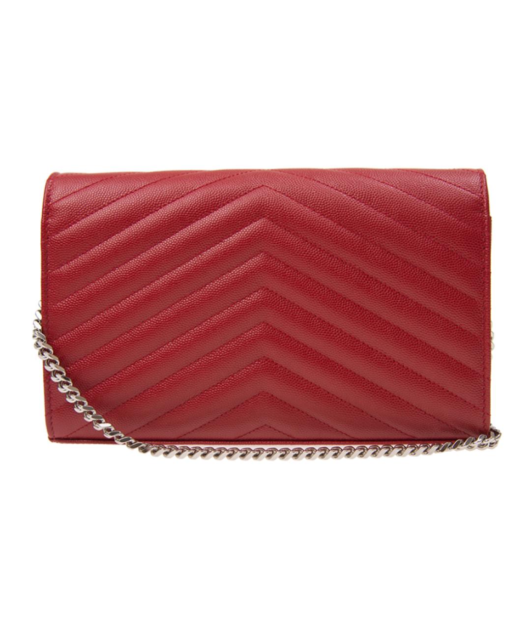 SAINT LAURENT Красная кожаная сумка через плечо, фото 3