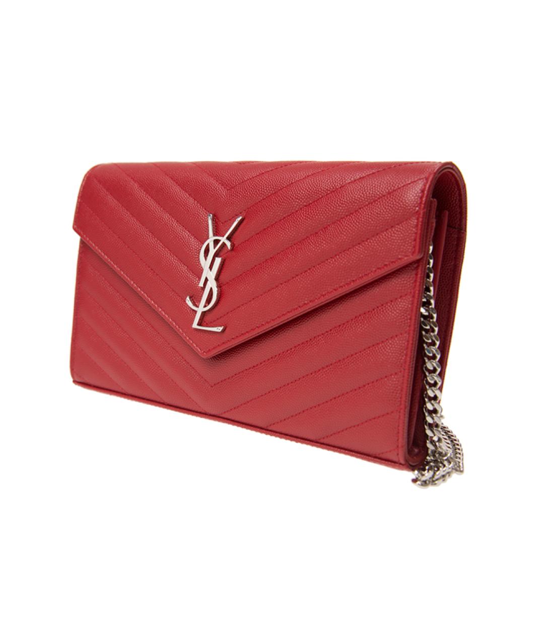SAINT LAURENT Красная кожаная сумка через плечо, фото 2
