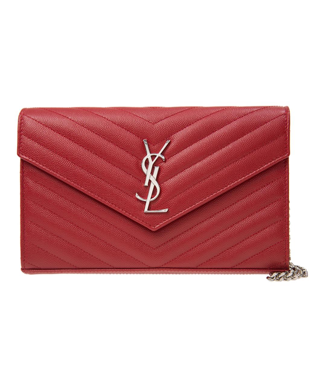 SAINT LAURENT Красная кожаная сумка через плечо, фото 1