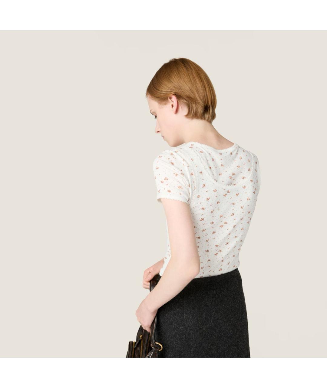 MIU MIU Белая хлопковая майка, фото 3