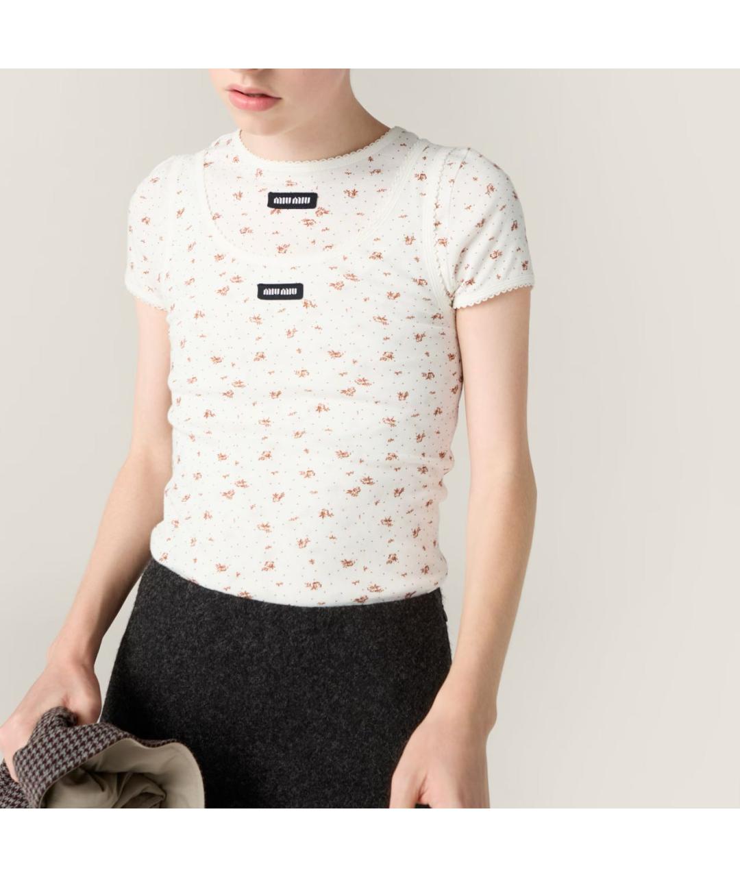 MIU MIU Белая хлопковая майка, фото 4