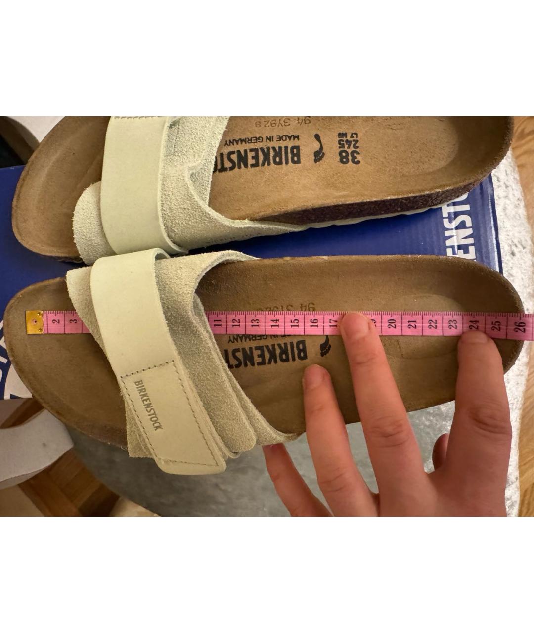 BIRKENSTOCK Салатовые замшевые шлепанцы, фото 5