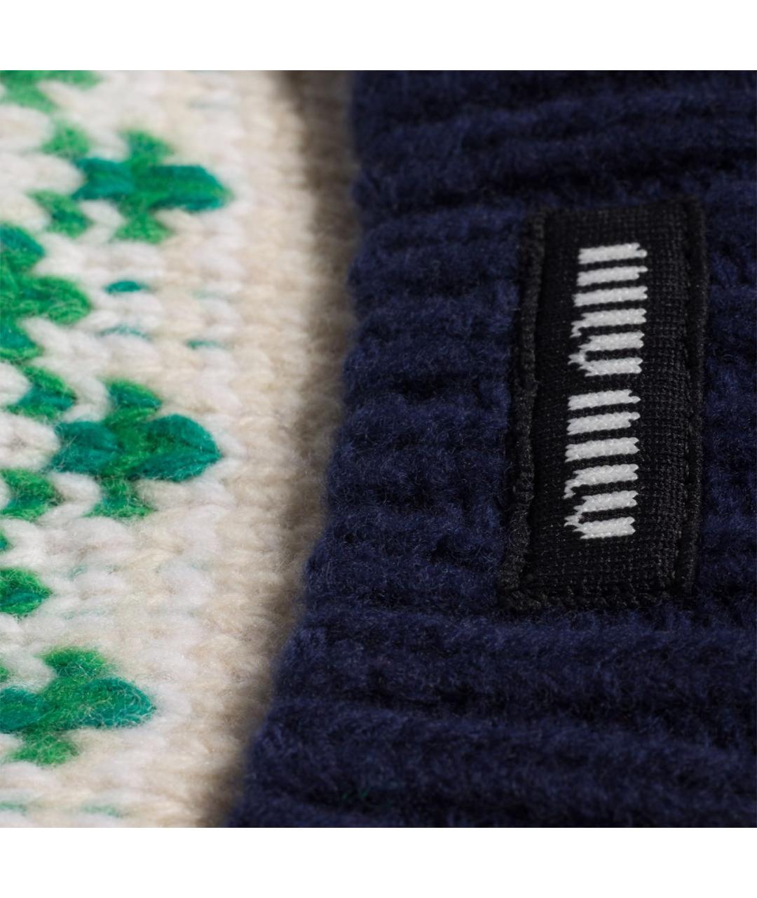 MIU MIU Темно-синяя шерстяная шапка, фото 2