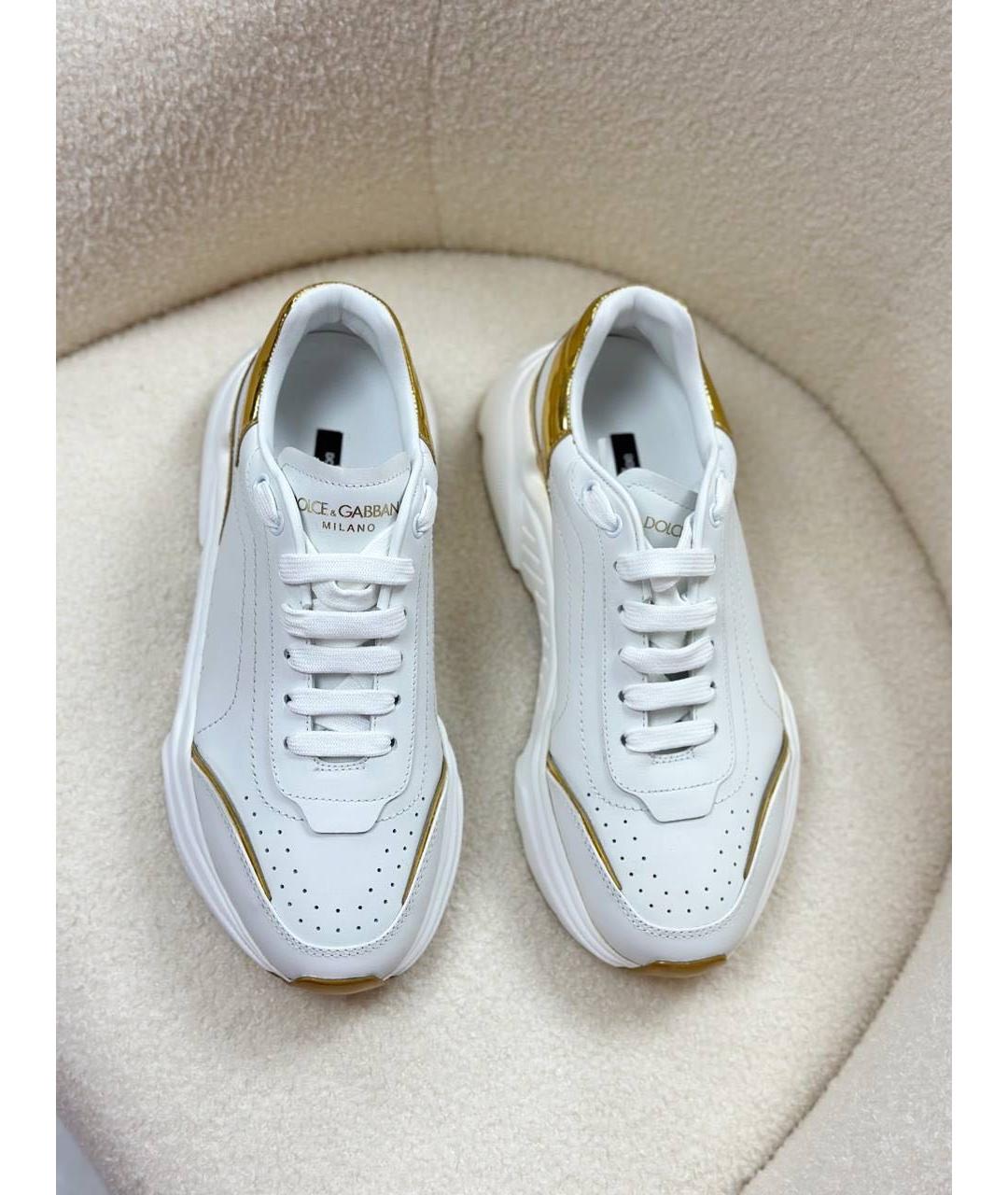 DOLCE&GABBANA Белые кожаные кроссовки, фото 3