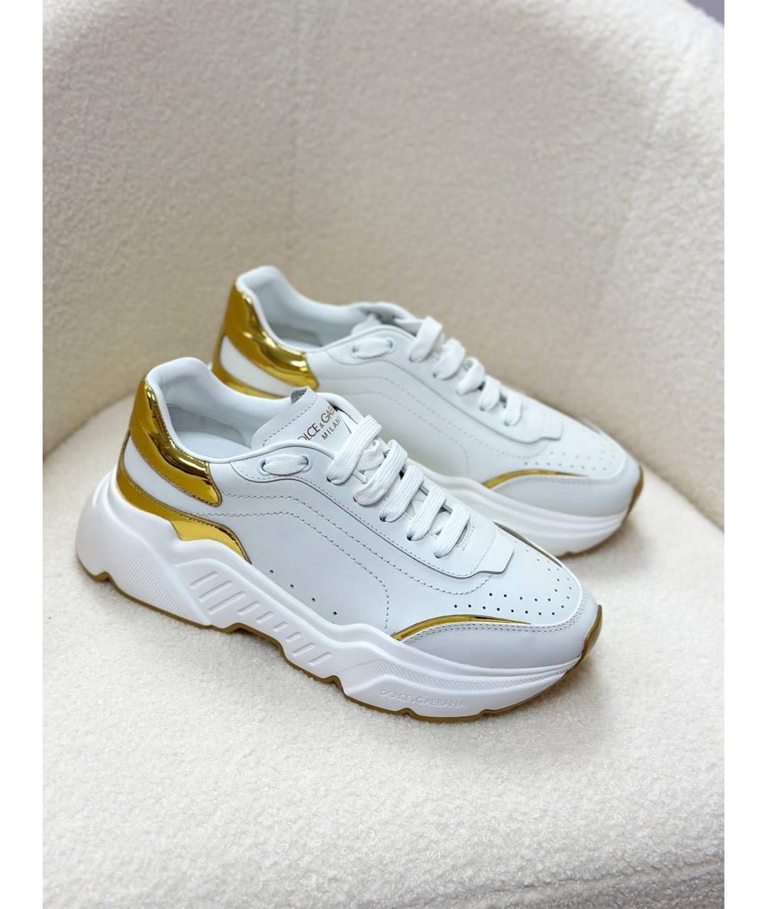 DOLCE&GABBANA Белые кожаные кроссовки, фото 6