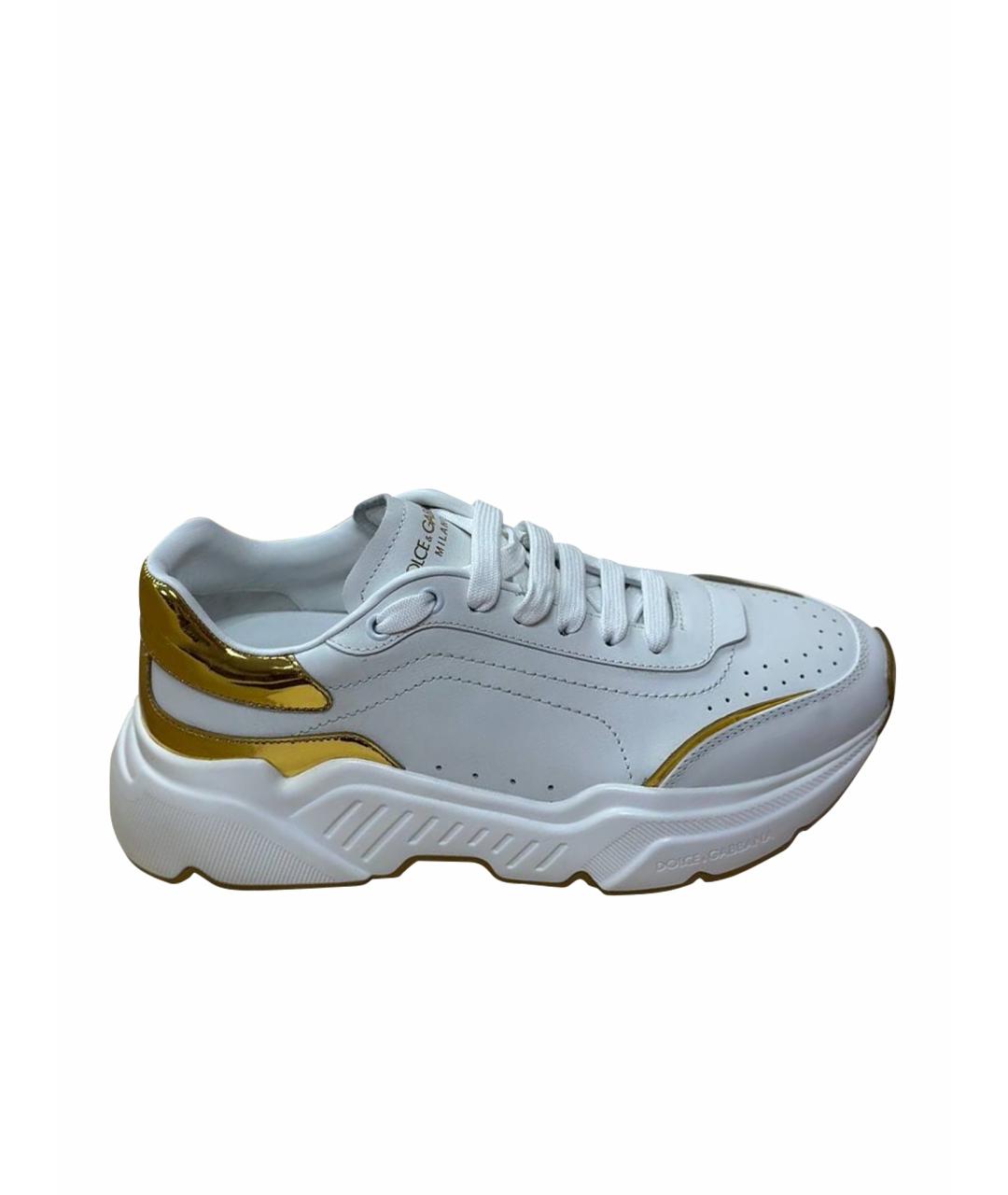 DOLCE&GABBANA Белые кожаные кроссовки, фото 1