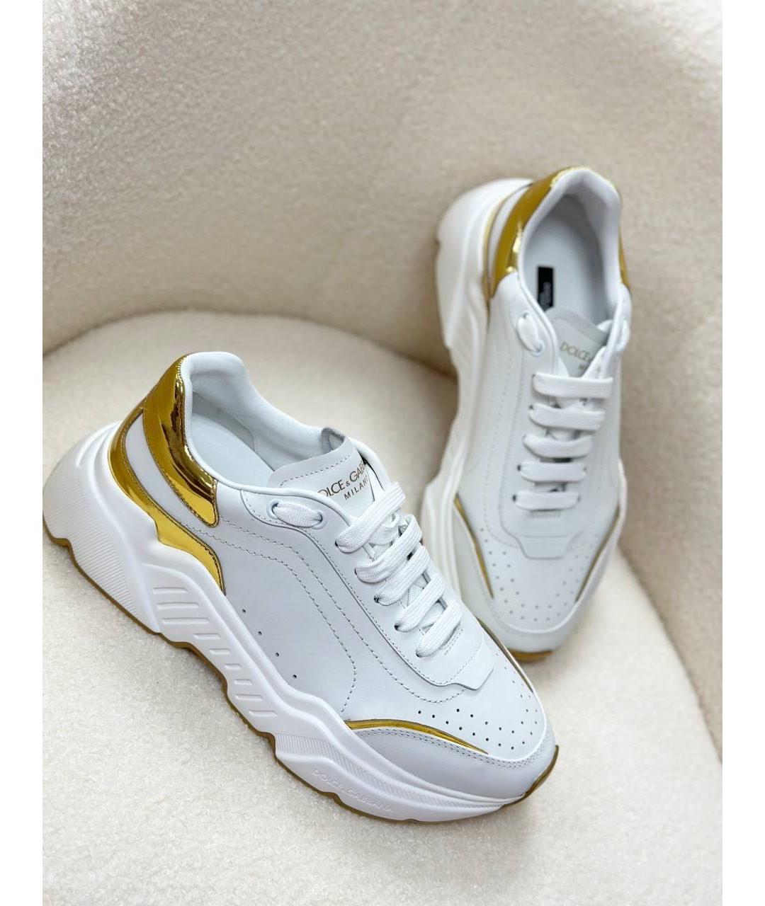 DOLCE&GABBANA Белые кожаные кроссовки, фото 4