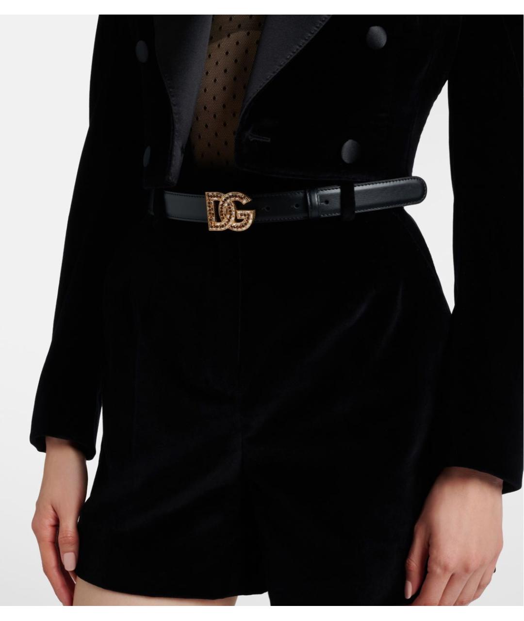 DOLCE&GABBANA Черный кожаный ремень, фото 3