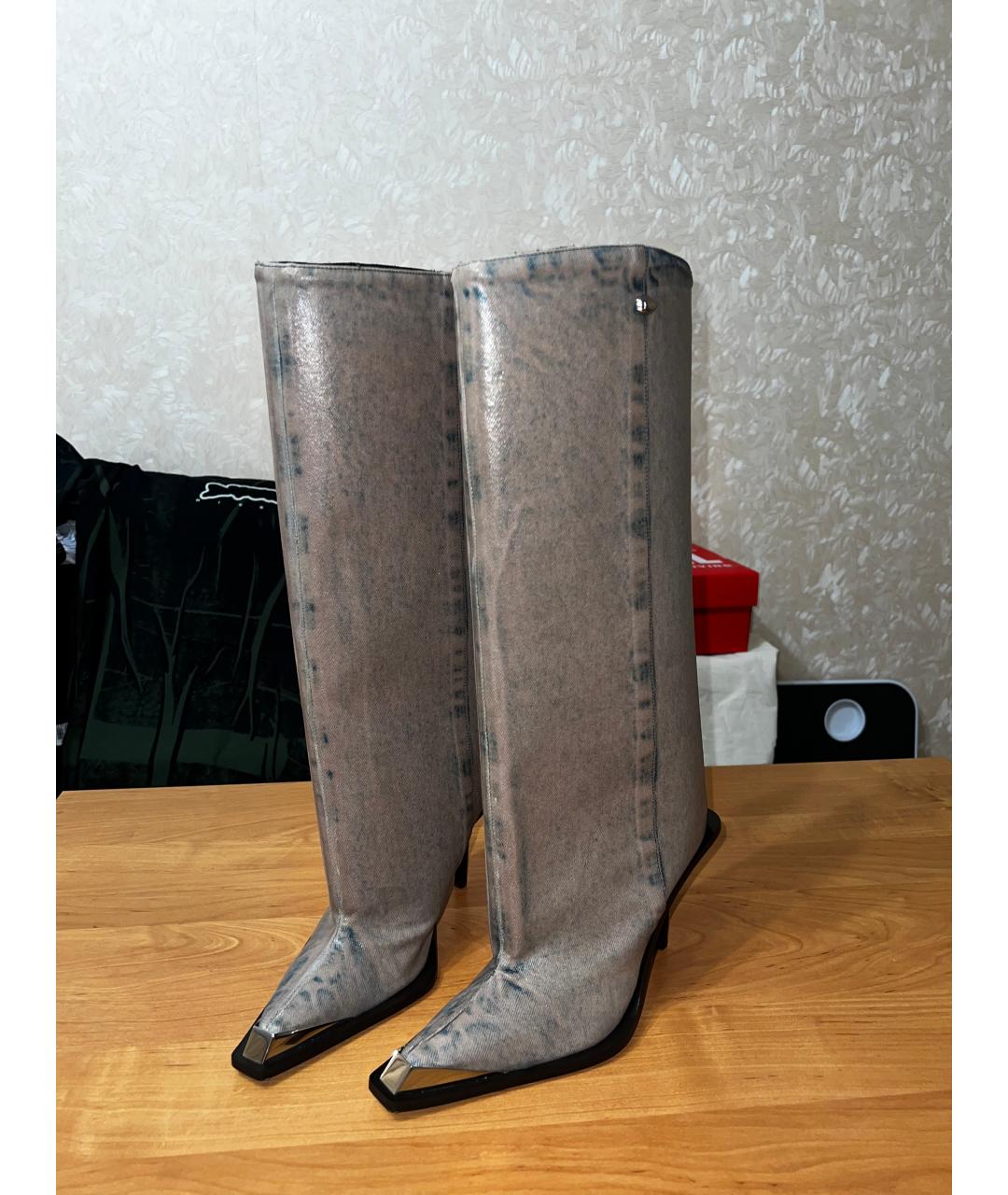 DIESEL Бежевые кожаные сапоги, фото 6