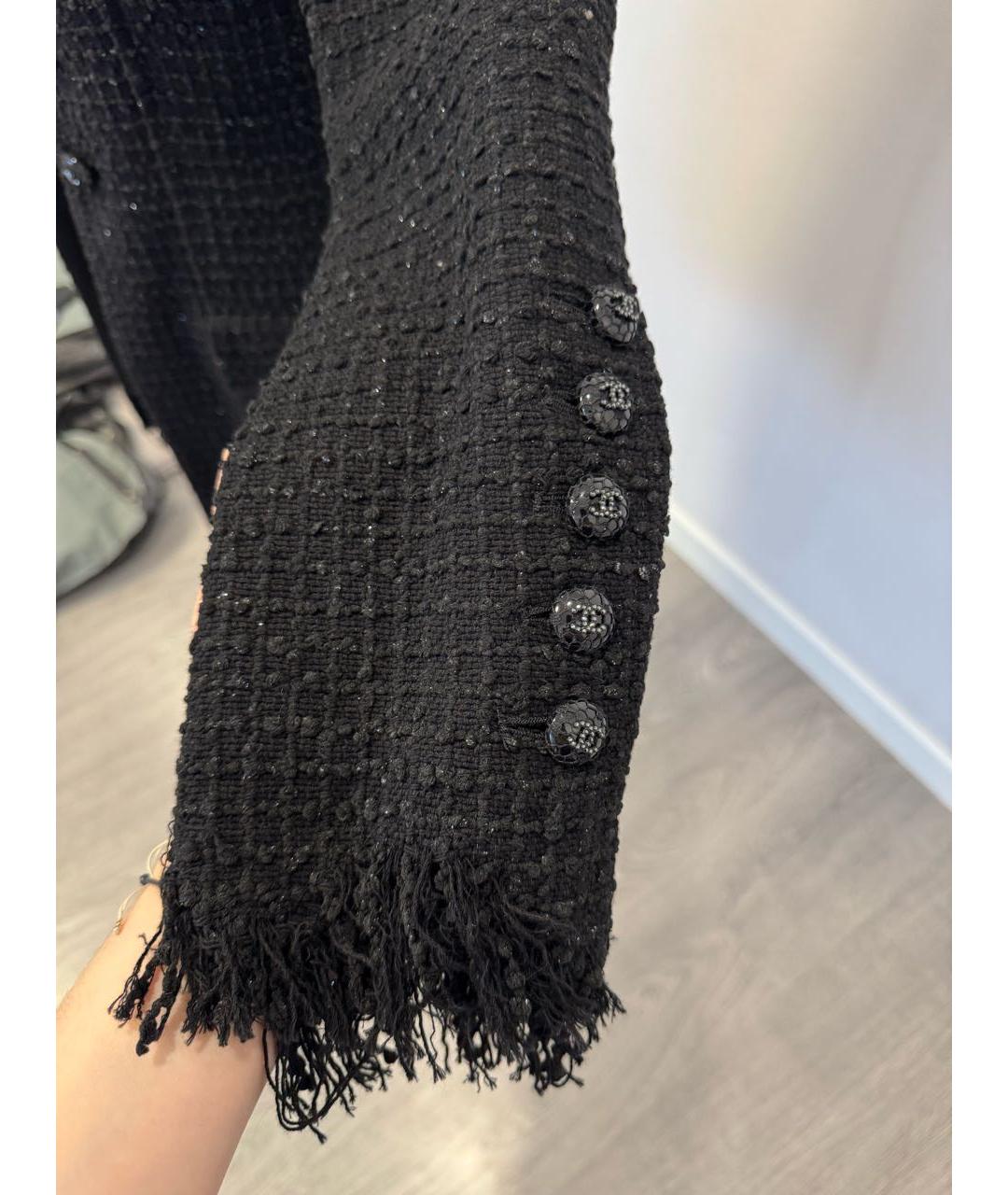 CHANEL Черный твидовый жакет/пиджак, фото 5