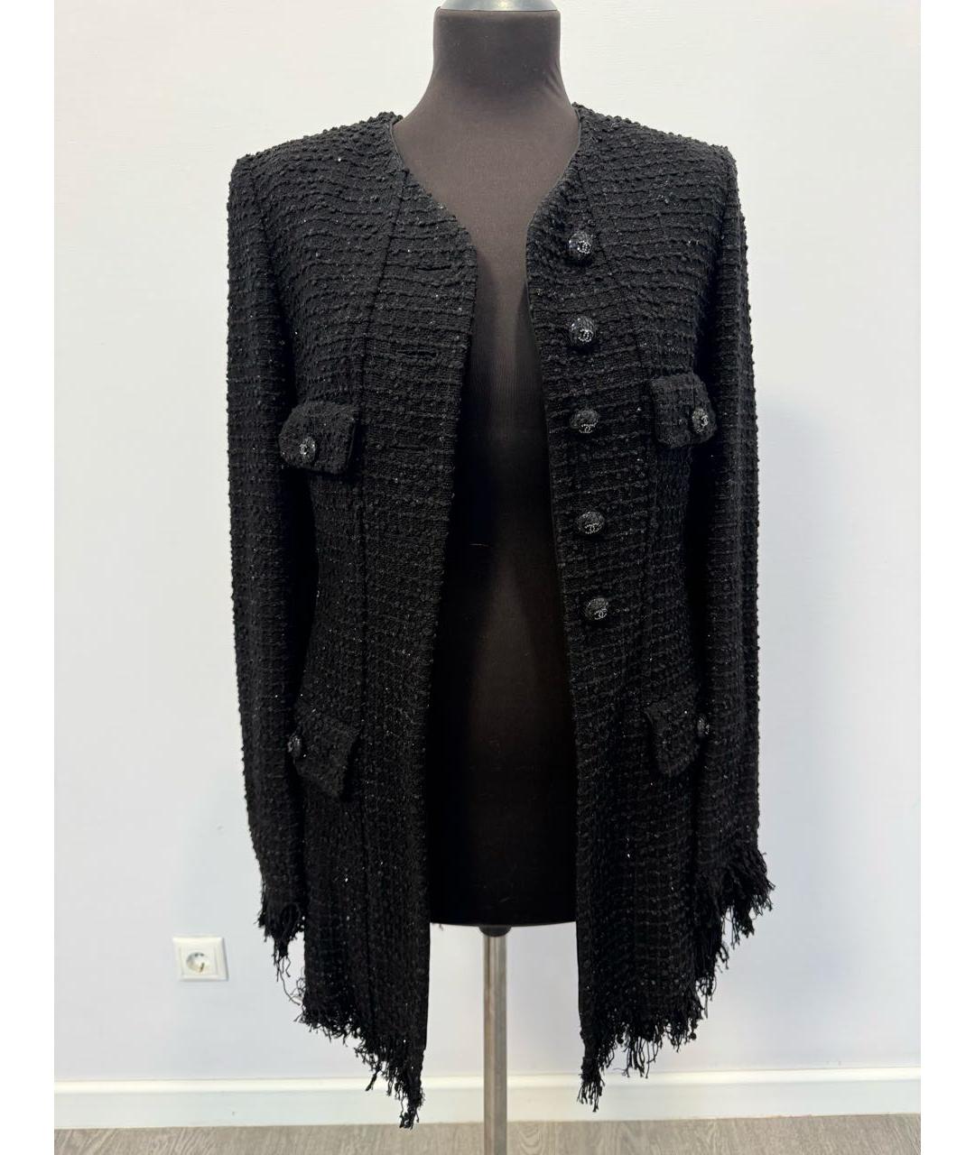 CHANEL Черный твидовый жакет/пиджак, фото 4