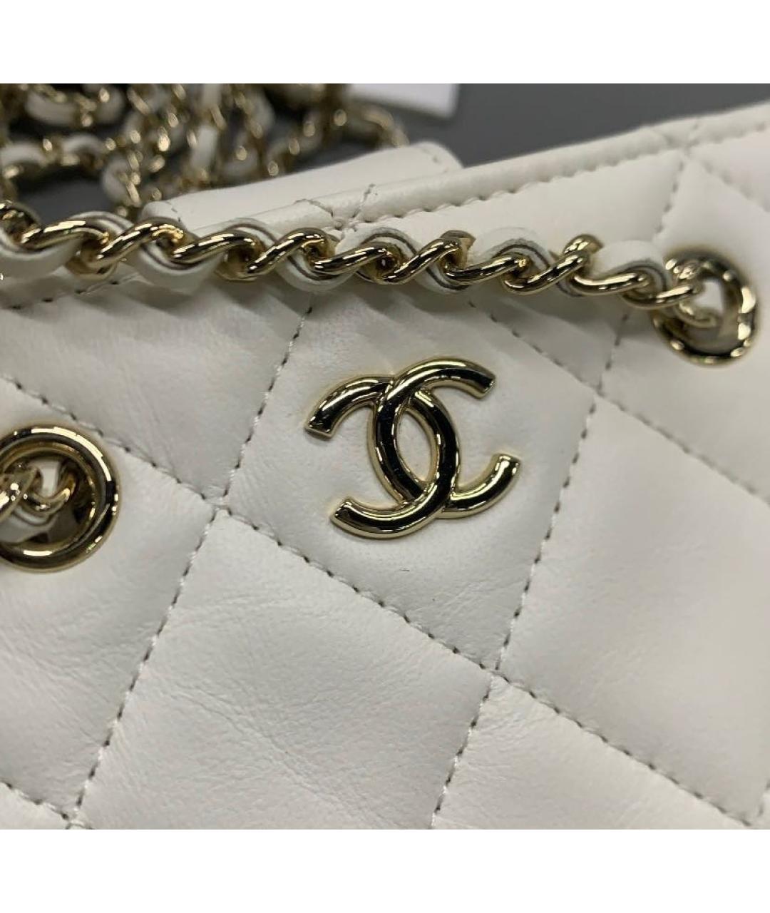 CHANEL Белая кожаная сумка через плечо, фото 8