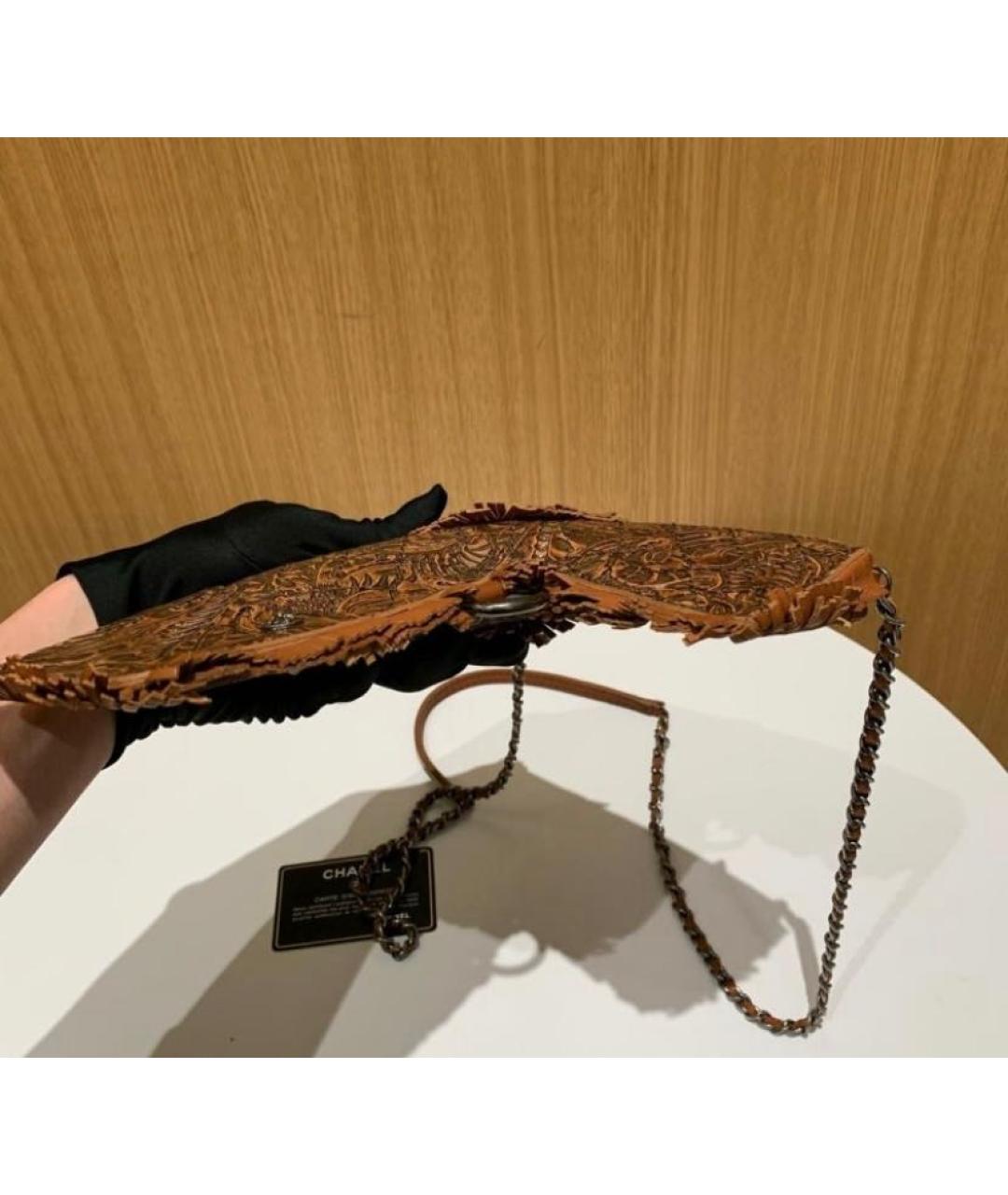CHANEL Коричневая кожаная сумка через плечо, фото 8