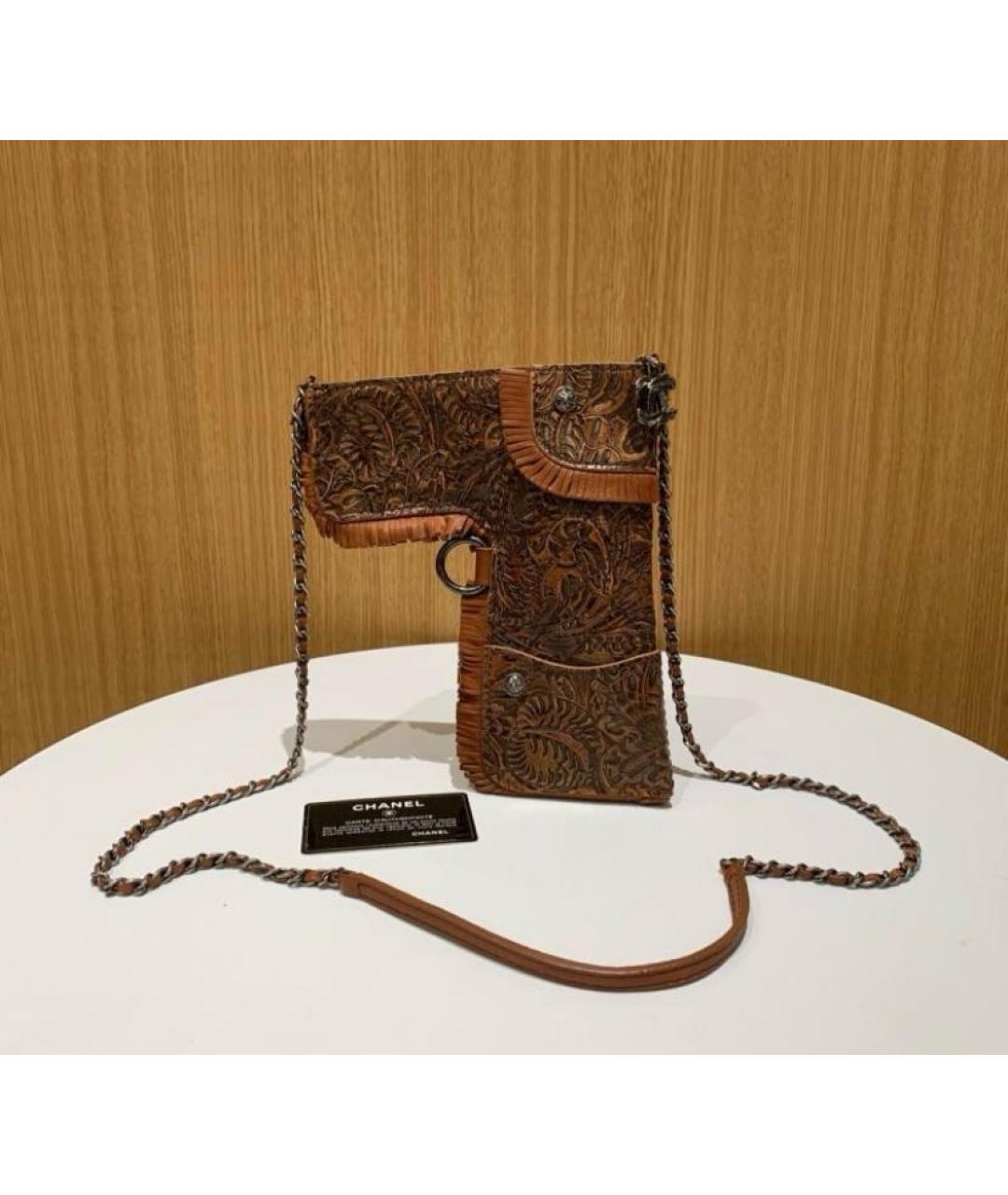 CHANEL Коричневая кожаная сумка через плечо, фото 2