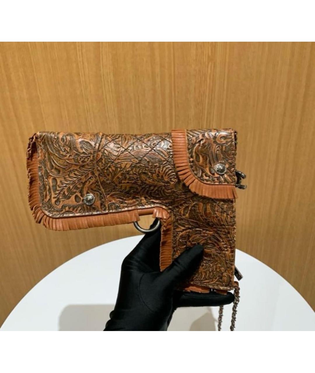 CHANEL Коричневая кожаная сумка через плечо, фото 5