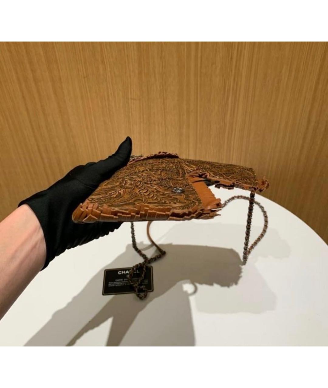 CHANEL Коричневая кожаная сумка через плечо, фото 7
