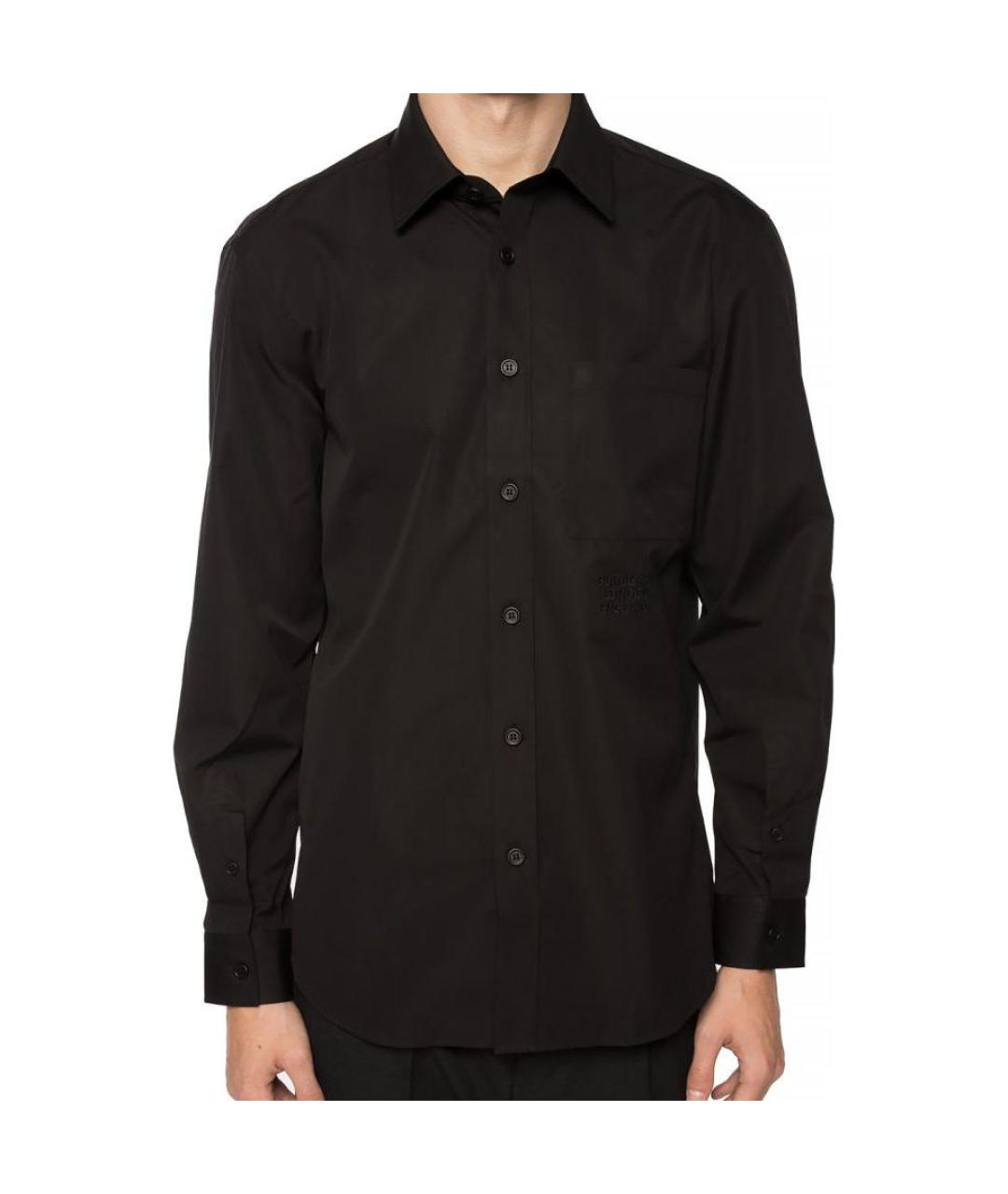 BURBERRY Черная хлопковая классическая рубашка, фото 3