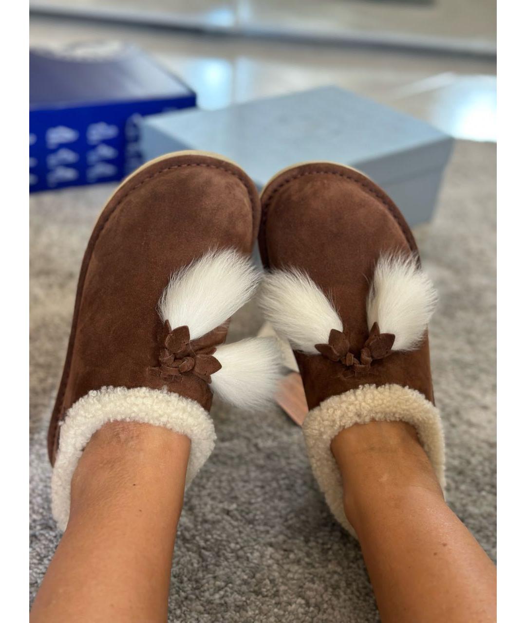 MIU MIU Коричневые замшевые полусапоги, фото 3