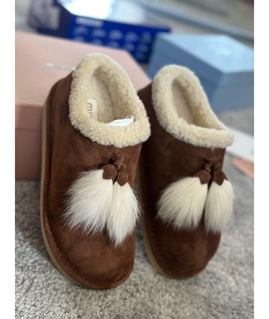 MIU MIU Коричневые замшевые полусапоги, фото 2