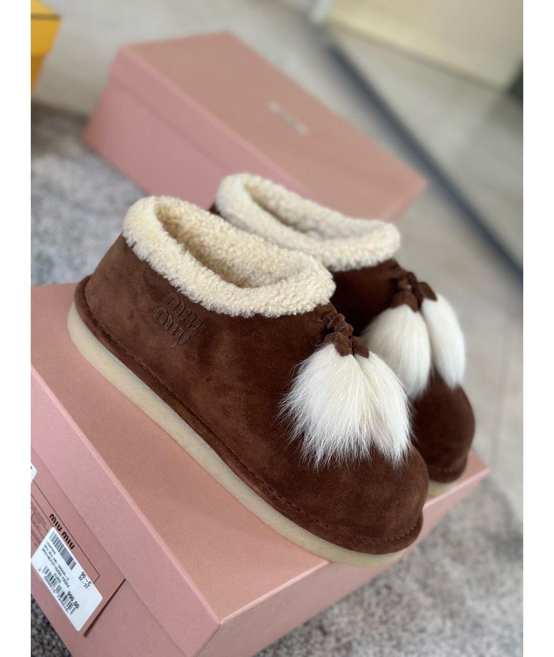 MIU MIU Коричневые замшевые полусапоги, фото 6