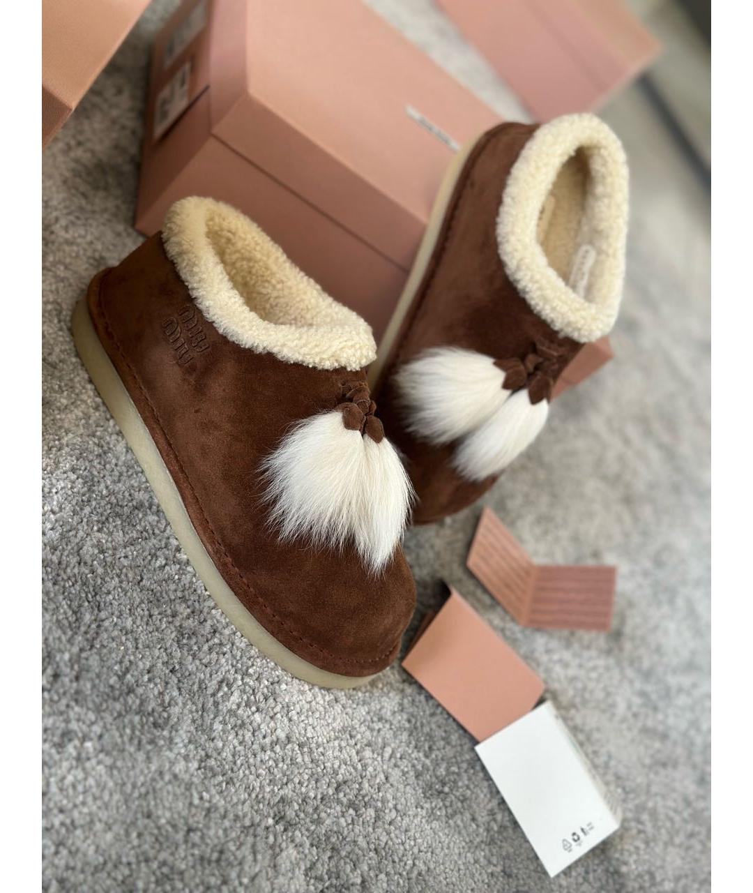MIU MIU Коричневые замшевые полусапоги, фото 4