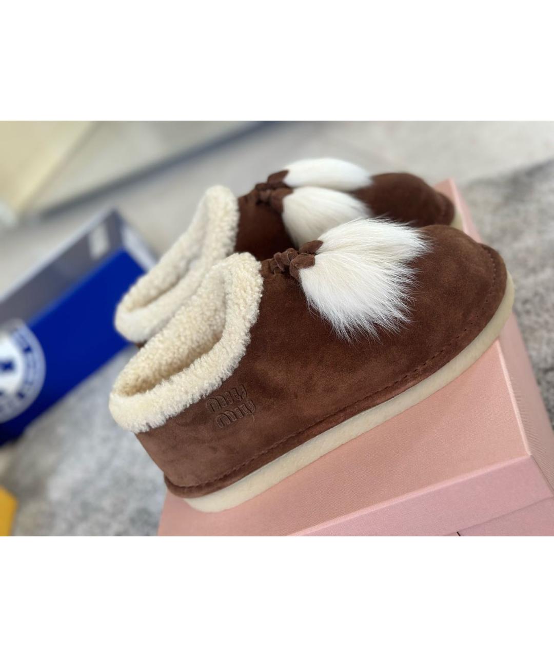 MIU MIU Коричневые замшевые полусапоги, фото 5