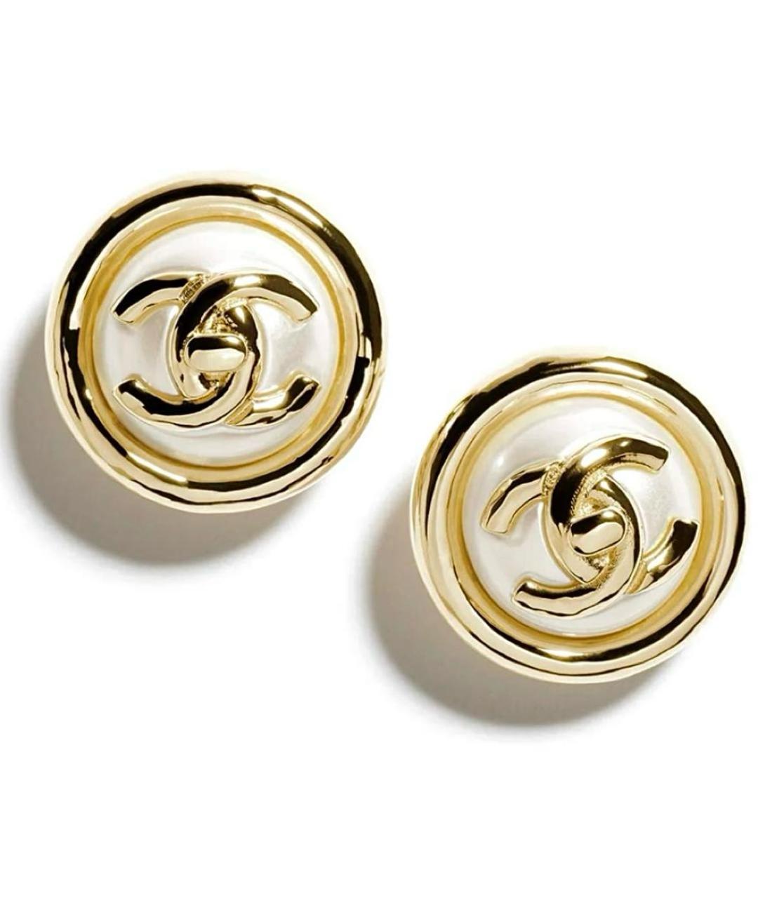 CHANEL Золотые металлические серьги, фото 1