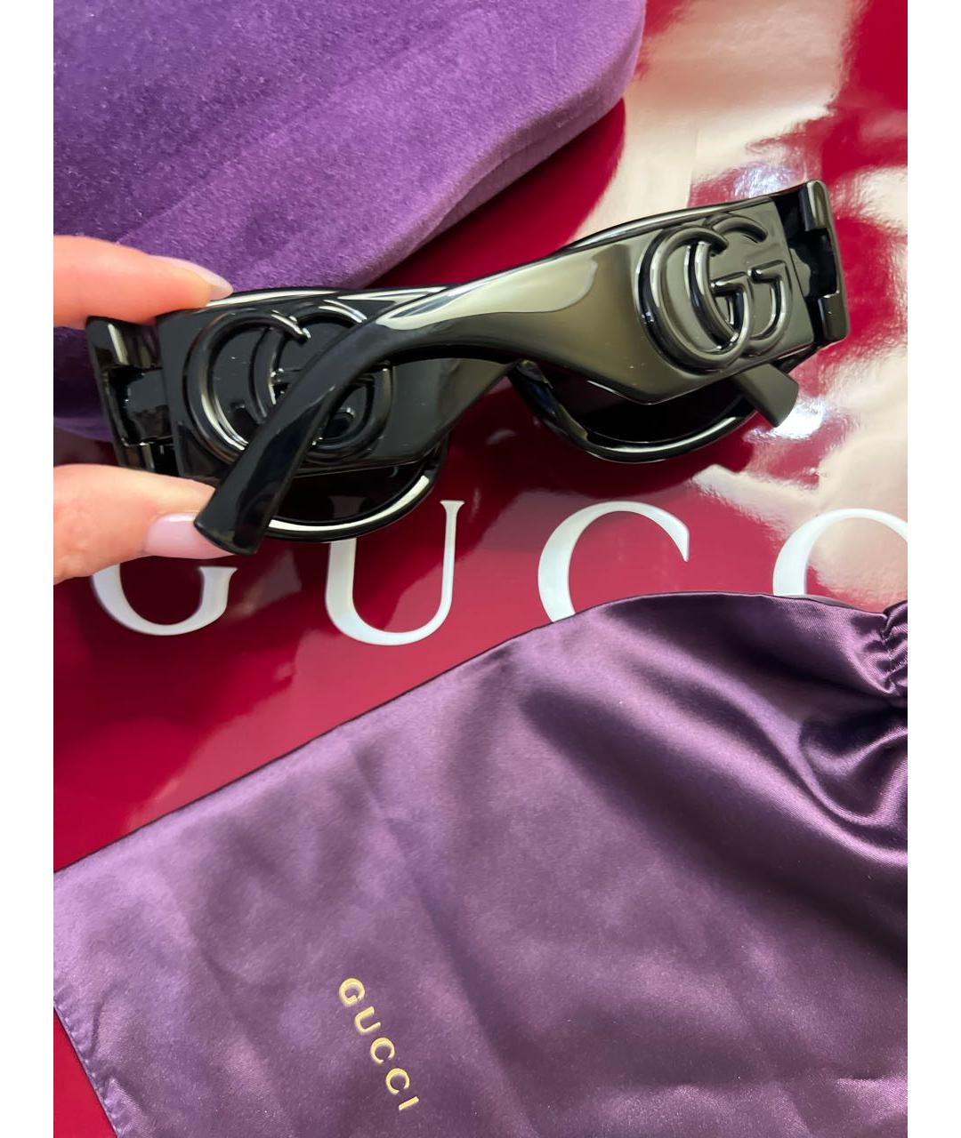 GUCCI Черные пластиковые солнцезащитные очки, фото 2