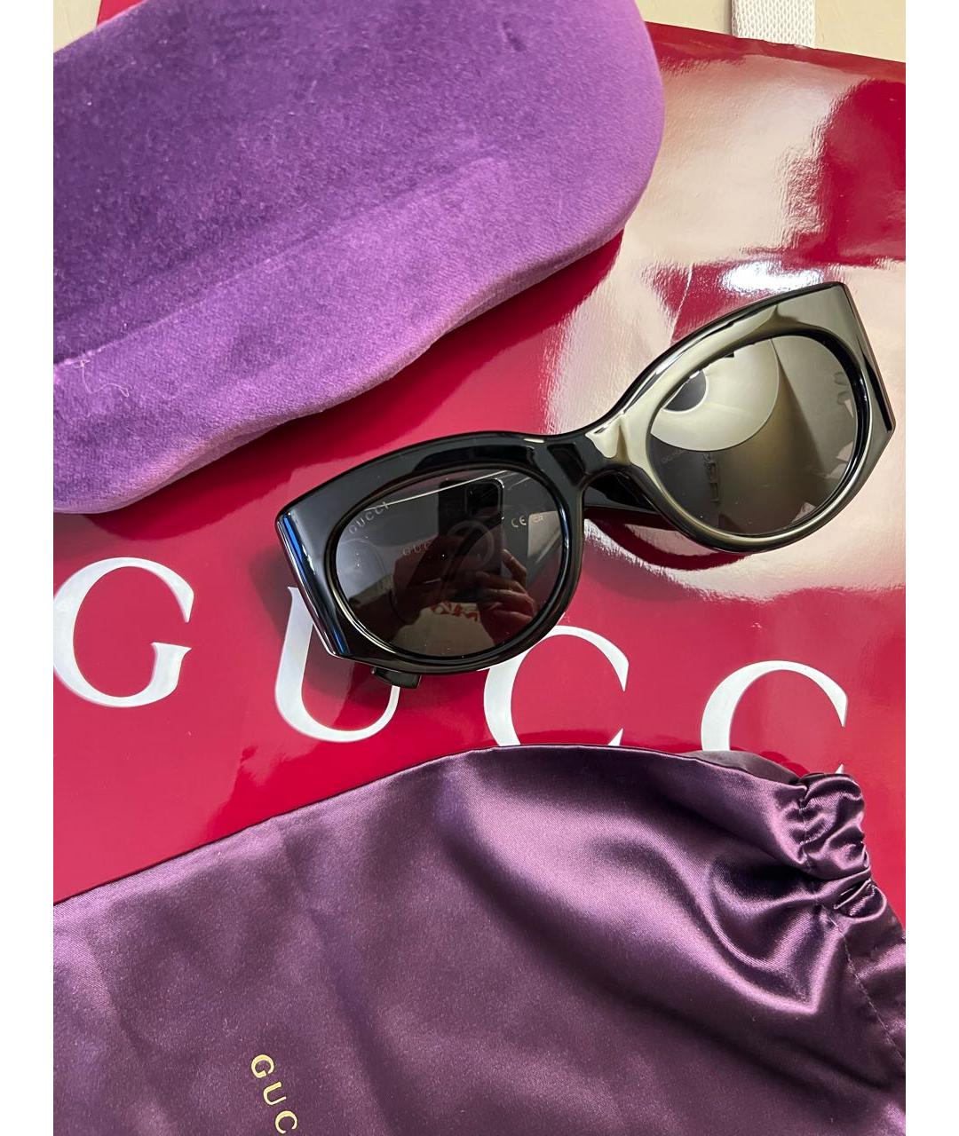 GUCCI Черные пластиковые солнцезащитные очки, фото 8