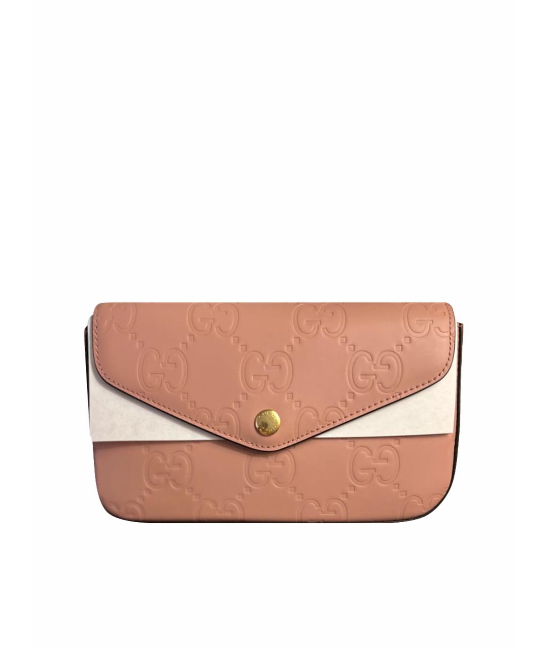 GUCCI Коралловая кожаная сумка через плечо, фото 1