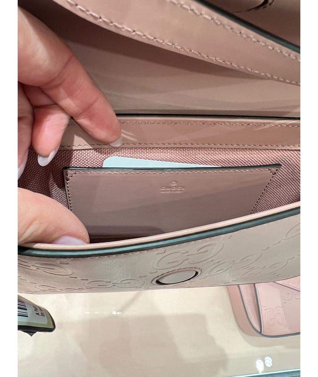 GUCCI Коралловая кожаная сумка через плечо, фото 2