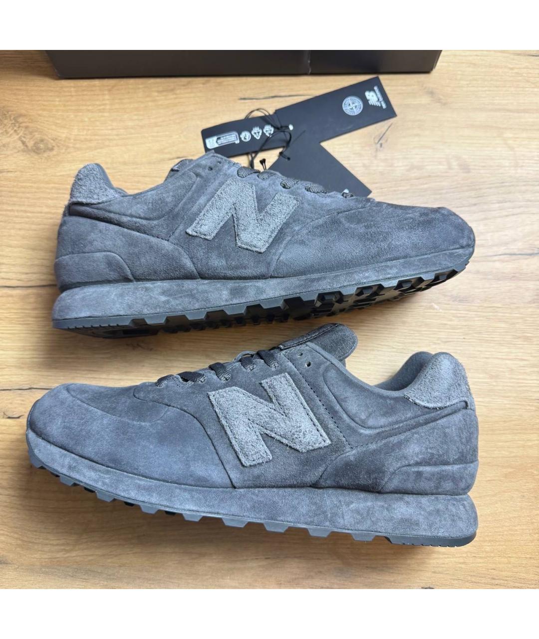 STONE ISLAND Антрацитовые замшевые низкие кроссовки / кеды, фото 6