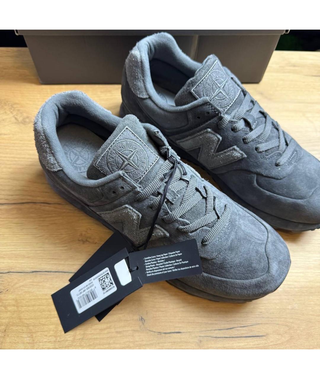 STONE ISLAND Антрацитовые замшевые низкие кроссовки / кеды, фото 2