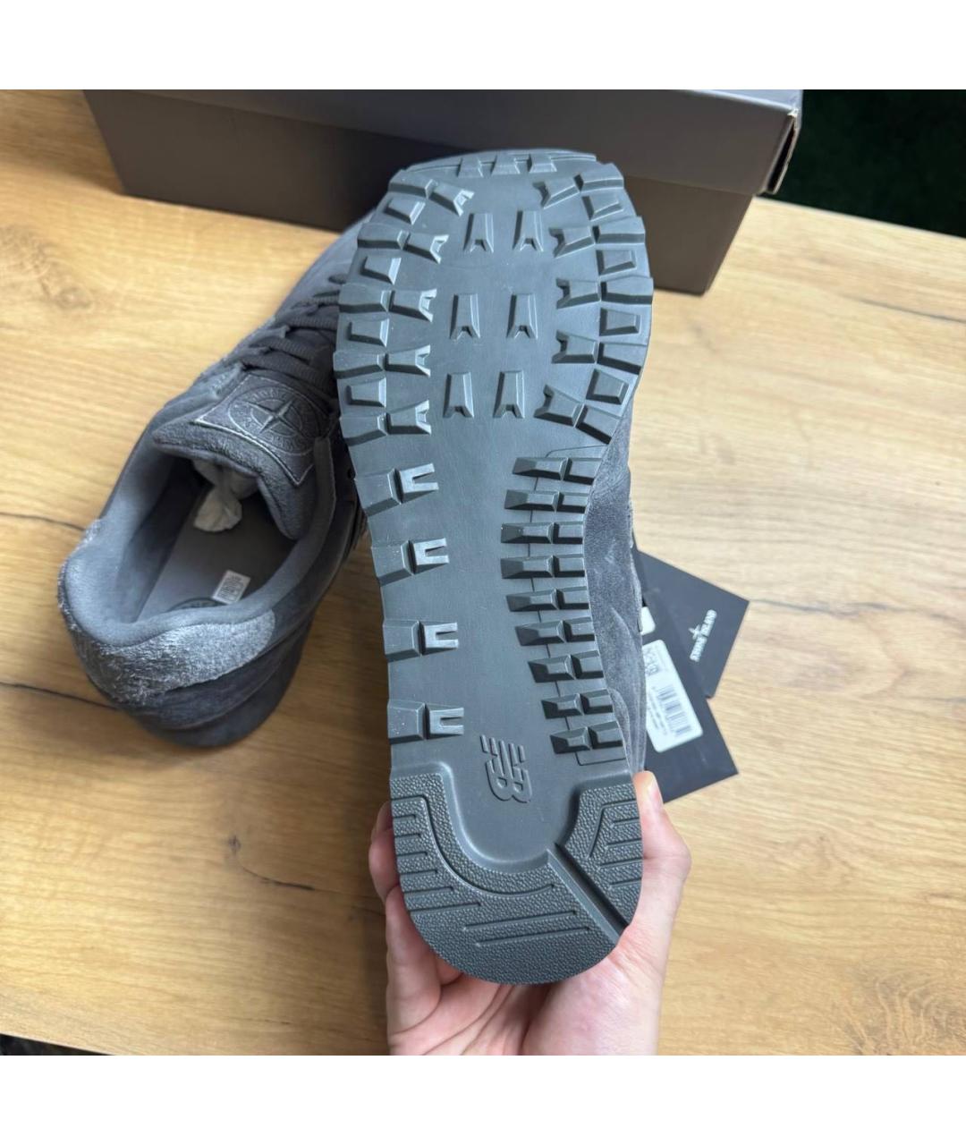 STONE ISLAND Антрацитовые замшевые низкие кроссовки / кеды, фото 5