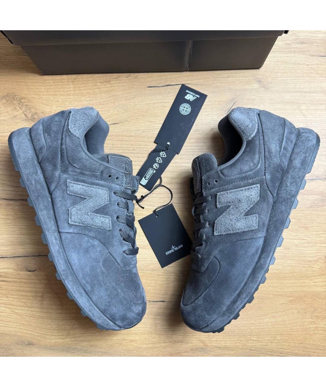 STONE ISLAND Антрацитовые замшевые низкие кроссовки / кеды, фото 8