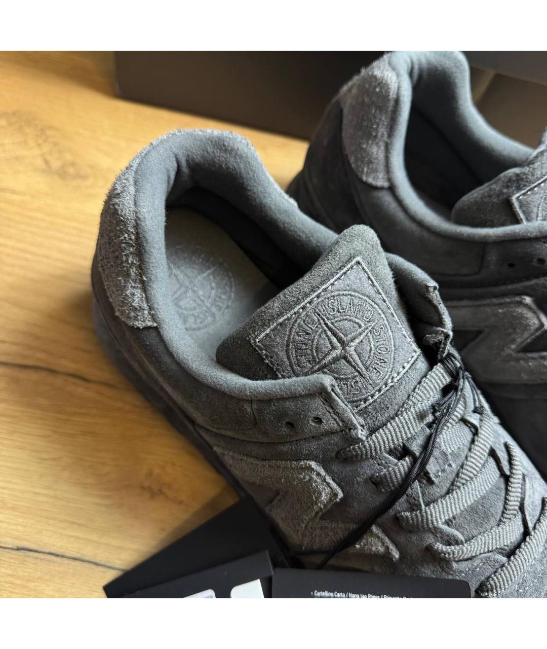 STONE ISLAND Антрацитовые замшевые низкие кроссовки / кеды, фото 4
