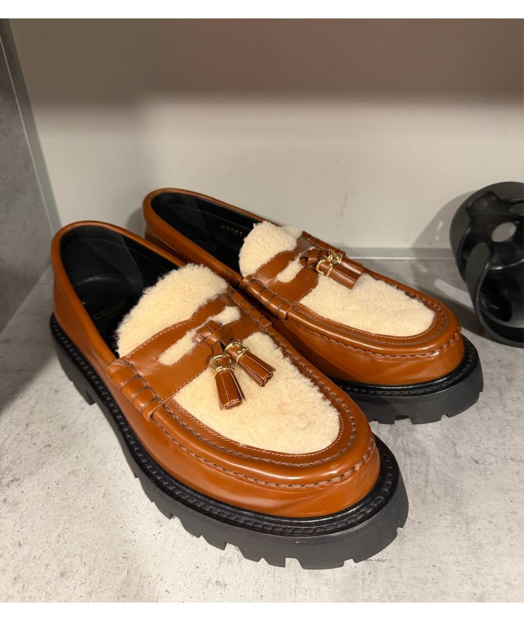 CELINE Коричневые кожаные лоферы, фото 3