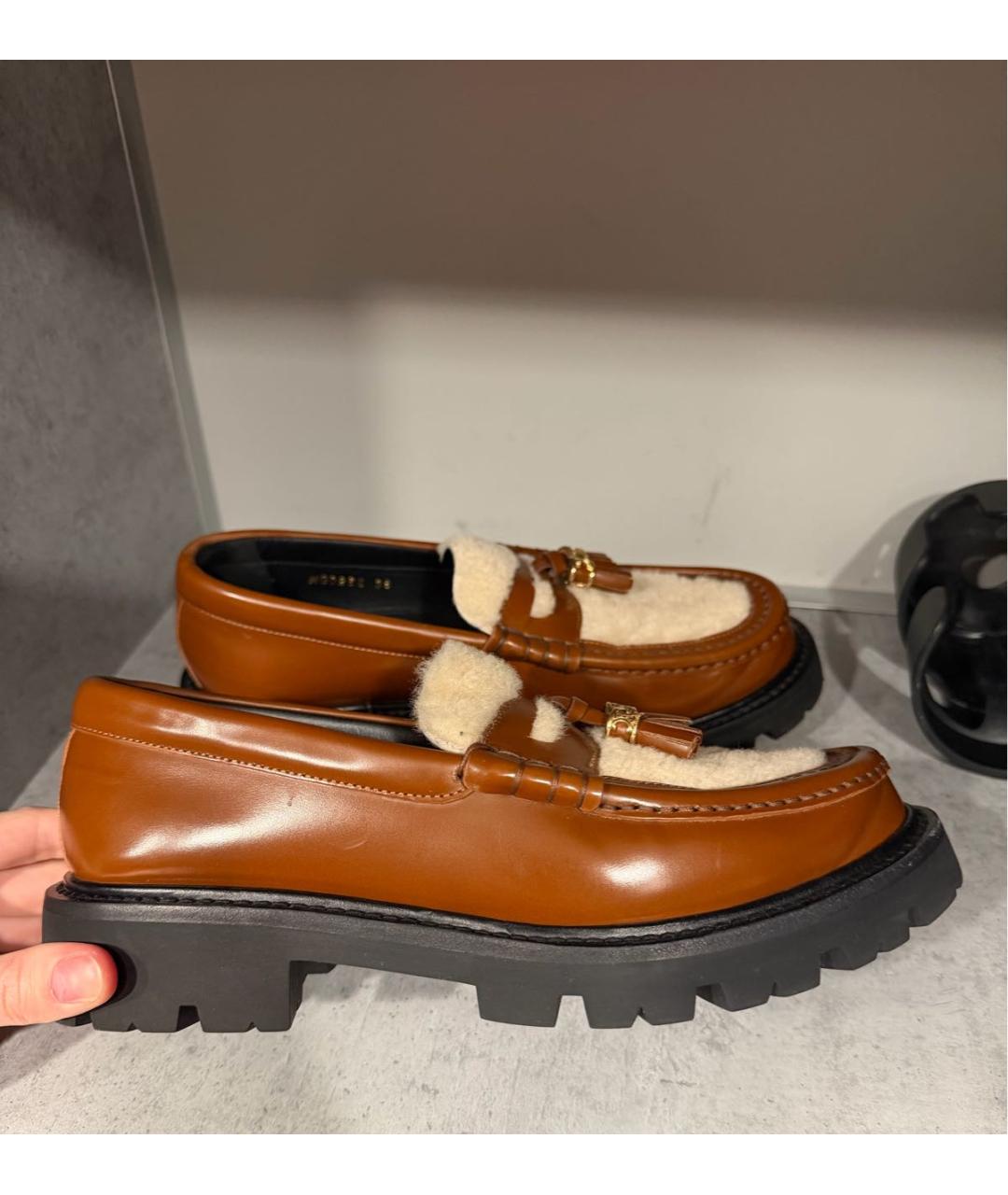 CELINE Коричневые кожаные лоферы, фото 5
