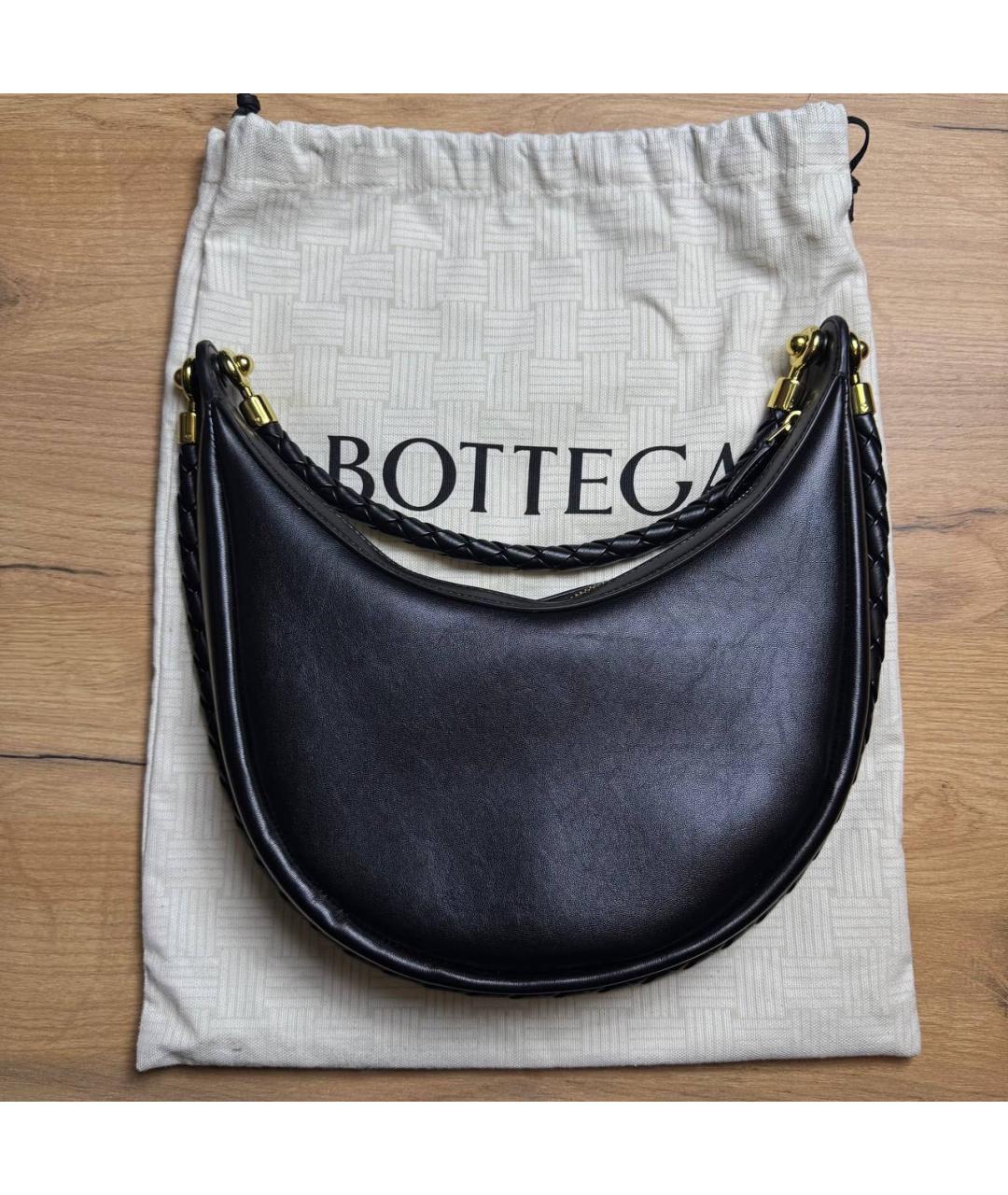 BOTTEGA VENETA Черная кожаная сумка с короткими ручками, фото 4