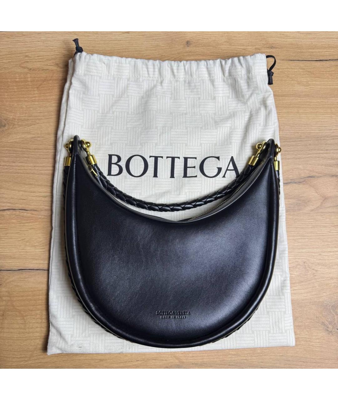 BOTTEGA VENETA Черная кожаная сумка с короткими ручками, фото 6