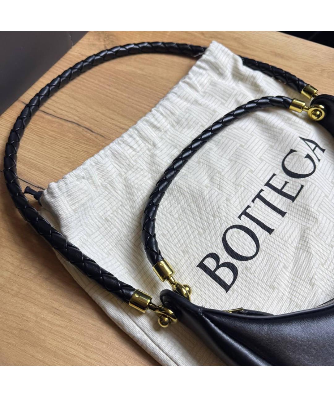 BOTTEGA VENETA Черная кожаная сумка с короткими ручками, фото 5