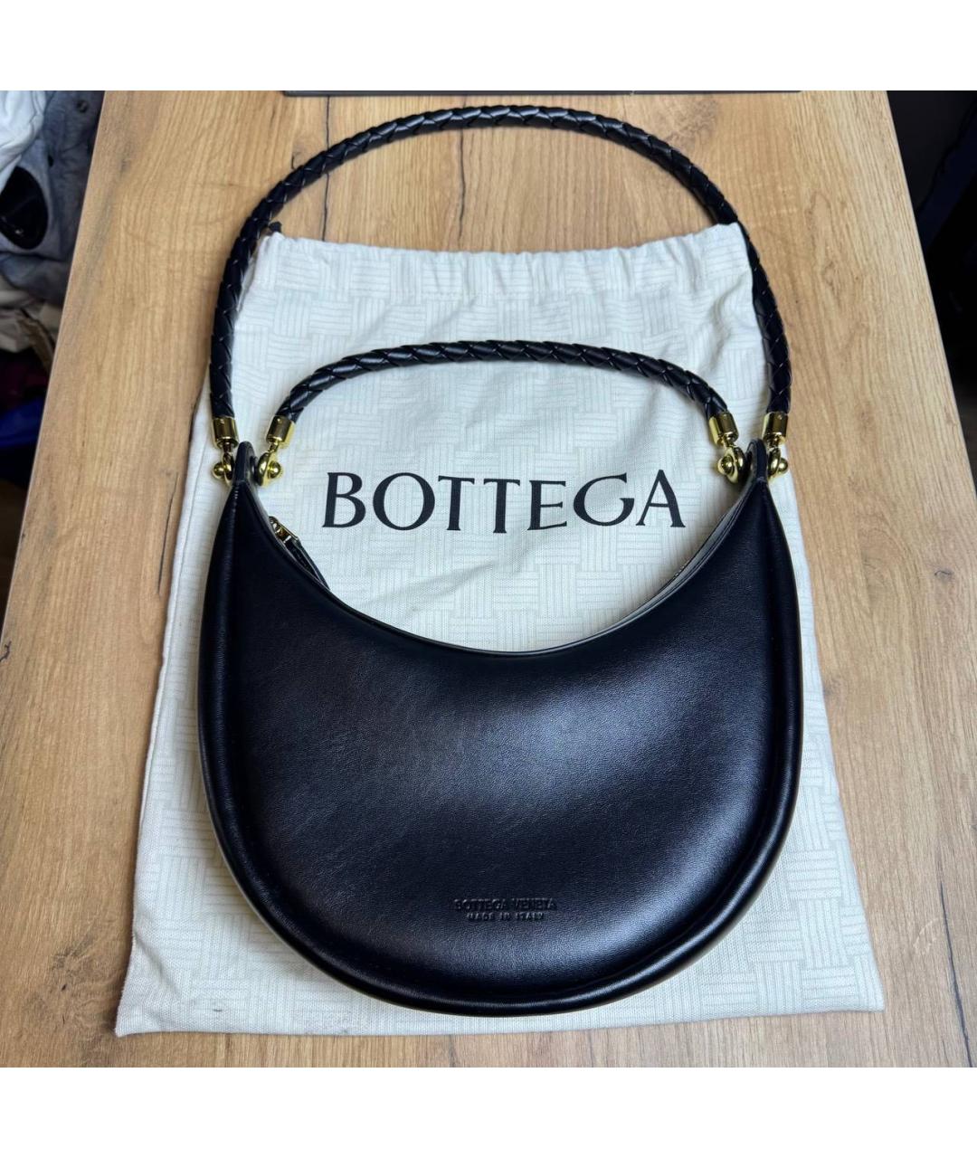 BOTTEGA VENETA Черная кожаная сумка с короткими ручками, фото 2