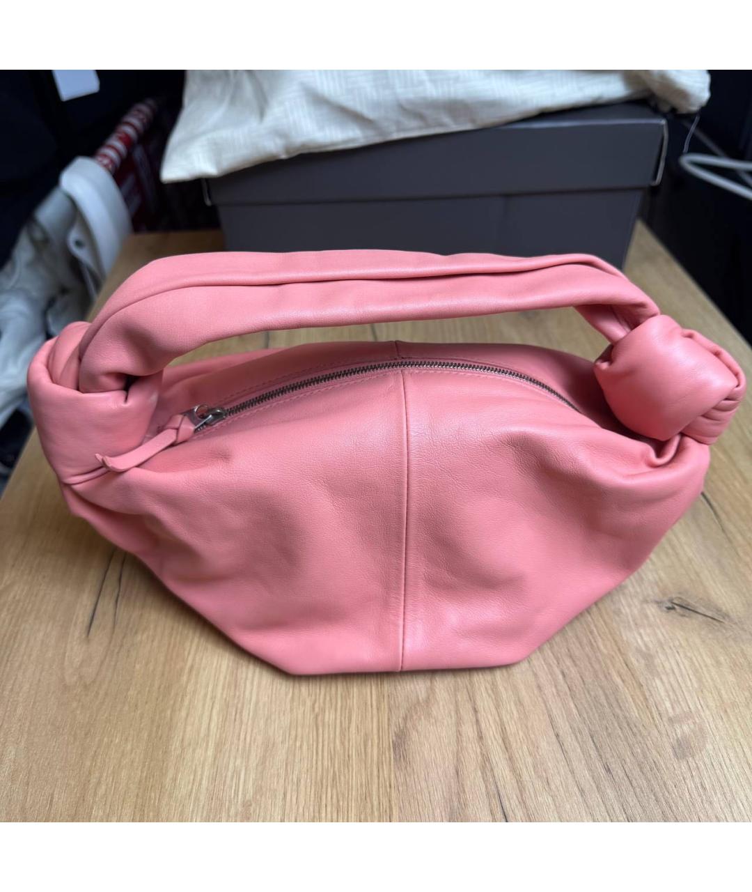 BOTTEGA VENETA Коралловая кожаная сумка с короткими ручками, фото 7