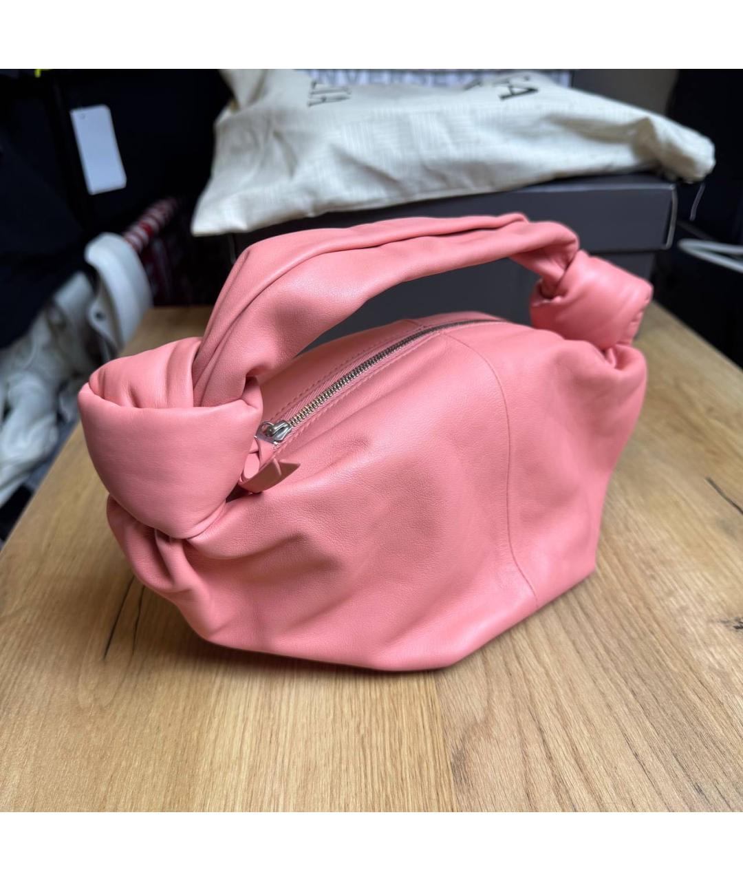BOTTEGA VENETA Коралловая кожаная сумка с короткими ручками, фото 2
