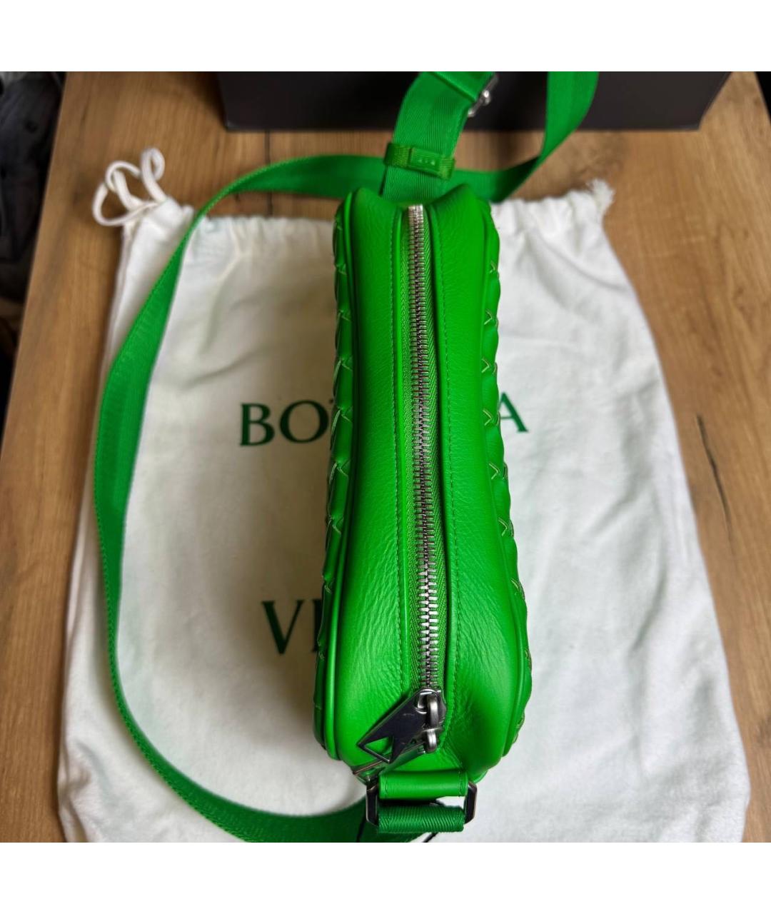 BOTTEGA VENETA Зеленая кожаная сумка через плечо, фото 4