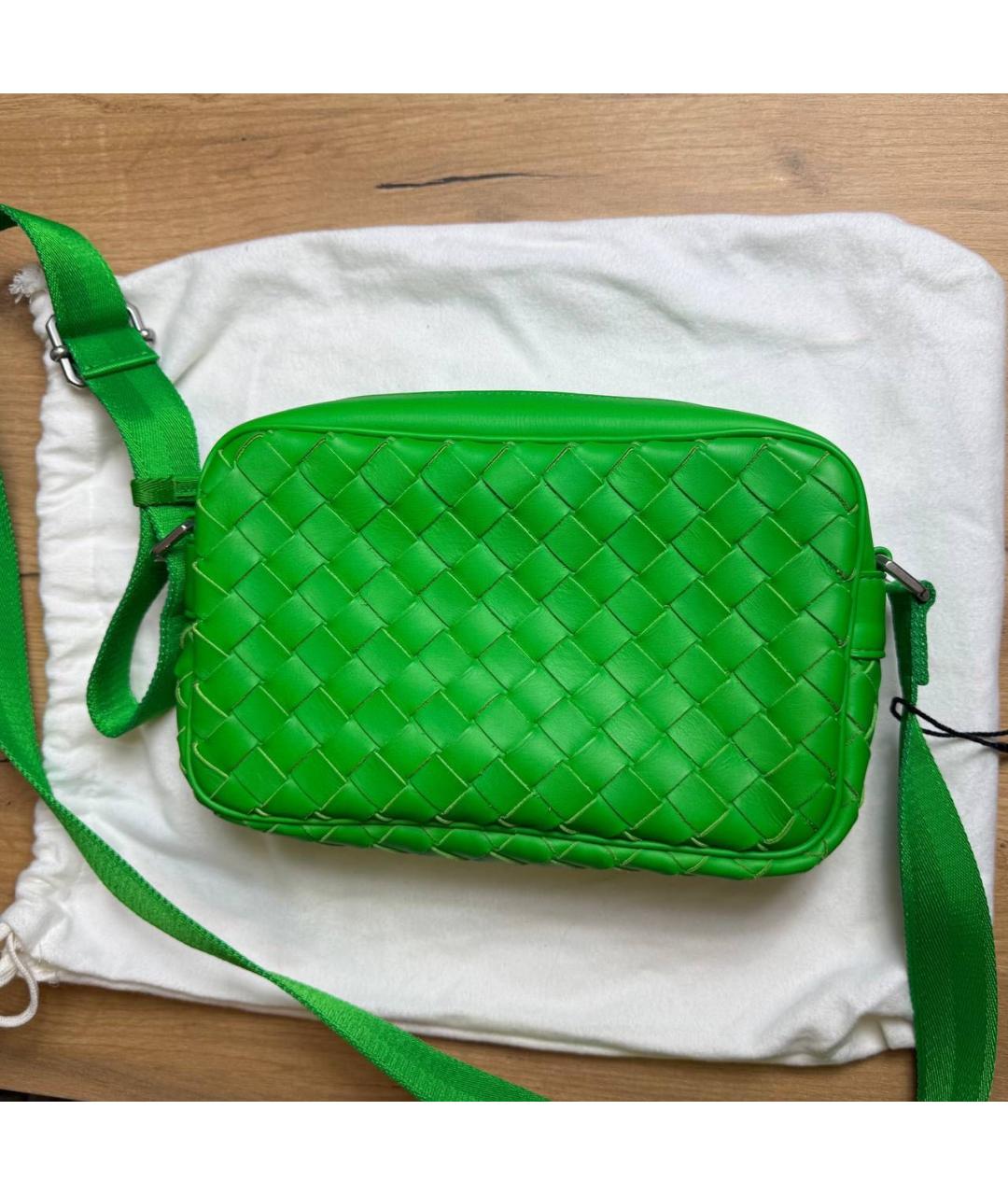 BOTTEGA VENETA Зеленая кожаная сумка через плечо, фото 5