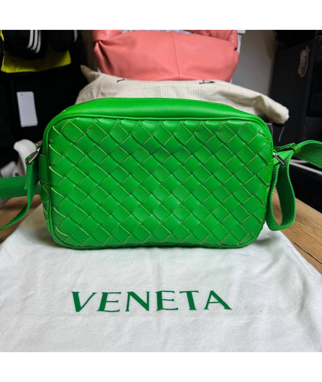 BOTTEGA VENETA Зеленая кожаная сумка через плечо, фото 8