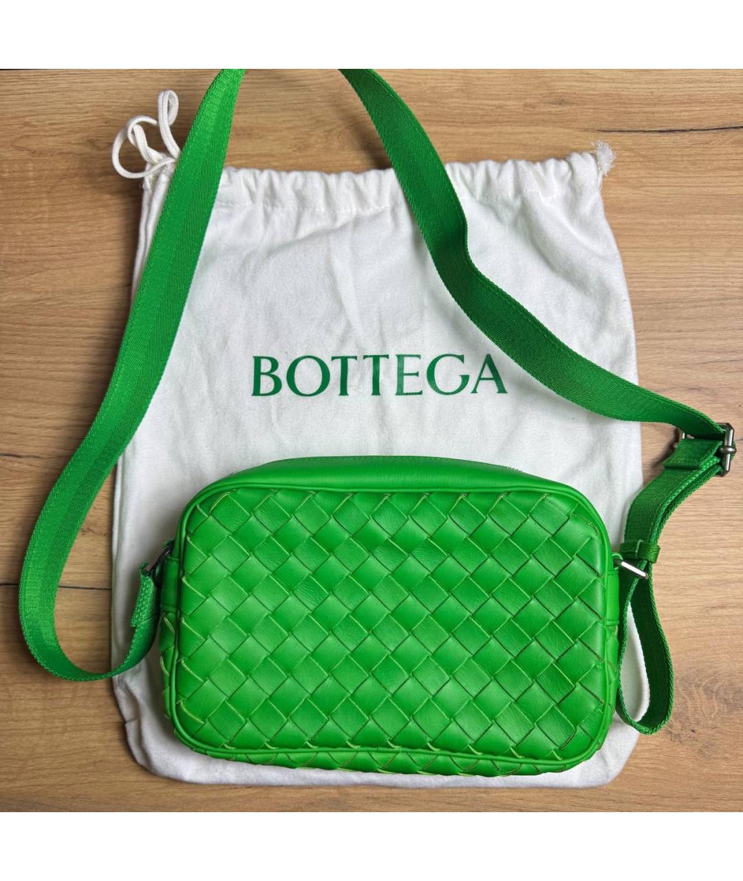 BOTTEGA VENETA Зеленая кожаная сумка через плечо, фото 2