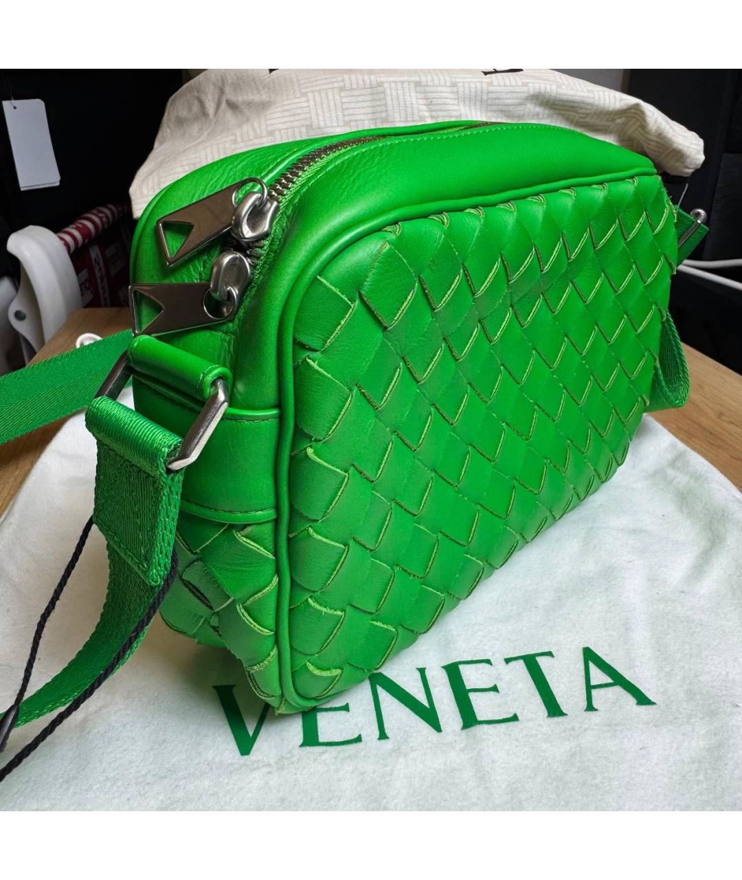 BOTTEGA VENETA Зеленая кожаная сумка через плечо, фото 3