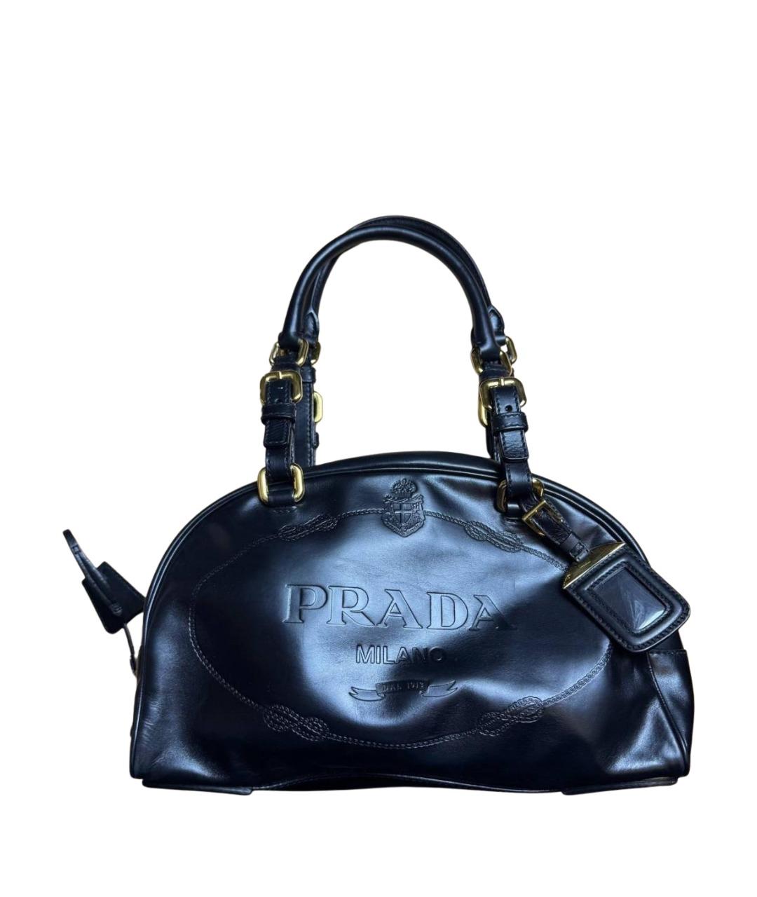 PRADA Черная кожаная сумка с короткими ручками, фото 1